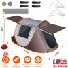 3-4 Person Pop Up Tent Automatic Setup Camping Tent Waterproof Instantåtup Tent with 4 Tent Poles 2 Mosquito Net Windows Carrying Bag for Hiking Cli