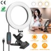 6.3in LED Ring Light for Laptop with Clip USB Powered Selfie Desk Dimmable Light 3 Light Modes Ring Fill Light for Live Stream Make up Photography