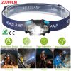 20000LM LED Headlamp USB Rechargeable Wave Motion Sensor Headlight Water-resistant Fishing Head Torch Outdoor Emergency Flashlight