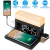 3 in 1 Wireless Charger Fast Charging Station Dock with Alarm Clock and Dimmable Colorful Night Light Fit for iPhone 14/13/12/11/Pro Max/iWatch/AirPod