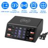 100W USB Charging Station 8 Ports Charging Station Hub PD 27W Quick Charger Wireless Charging Station Fit for iPhone 14 13 12 11 iPad Samsung