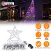 11.48FT 350LED Multicolored Christmas Star Waterfall Tree String Light Indoor Outdoor Waterproof String Lights With Star Topper 8 Light Modes Memory F
