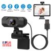 FHD 1080P USB Webcam w/ 360otatable Clip Streaming USB Camera Plug And Play For PC Video Conferencing Gaming Facetime Broadcast