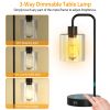 2Packs Touch Control Table Lamp 3-Way Dimmable Nightstand Reading Lamp With Glass Shade or Bedroom Living Room Dual USB Ports AC Power Outlet LED Bulb