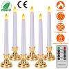 6 Packs Flameless Taper Candles 9.8in Electric LED Candles Warm White w/ 4 Light Modes Remote Control Timer Removable Candlesticks