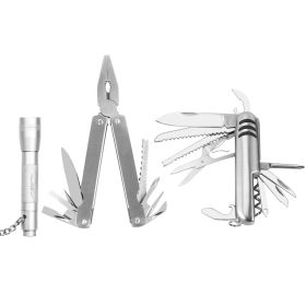 Outdoor Survival Tool Set Pocket Knife Pliers Flashlight Survival Emergency Kit for Camping Hiking Adventure Fishing Hunting