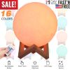 Moon Lamp 3D Printed Night Light 16 Colors Decorative Moon Light Touch Remote Control  4.72 in