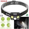 50000LM Rechargeable Motion Sensor Headlamps IPX6 Waterproof Rotatable Fishing Headlights w/ 6 Working Modes