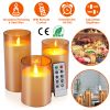 3Packs Flameless Candles Battery Operated Pillar Real Wax LED Glass Candle Warm White with Remote Control Timer