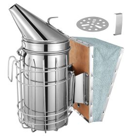 Bee Hive Smoker 11-Inch Heavy Duty Stainless Steel with Metal Heat Shield Storage Hook Beekeeping Equipment Tool