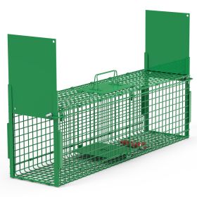 40in 2 Door Live Animal Cage Trap For Animals Under 18LBS Easy To Setup Humane Galvanized Iron Trap Cage For Raccoons Armadillos Foxes Opossums Muskra