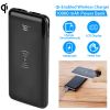 Qi Wireless Charging Station 10000mAh Power Bank Phone Tablet Charger w/ 4 Flashlight For Travel Outdoor