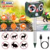 Ultrasonic Animal Repeller Solar Powered Animal Repellent Motion Sensor Animal Chaser IP55 Waterproof for Farm Garden Yard to Drive Deer Raccoon Squir