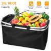 30L Insulated Picnic Basket Cooler Collapsible¯od Delivery Storage Bag Grocery Market Basket Heat & Cool Insulation w/ Aluminum Handles