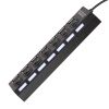 7 Port USB 2.0 Hub High Speed Multiport USB Hub with Individual Switches and LEDs for Macbook Mac Pro Notebook PC USB Flash Drives Mobile HDD