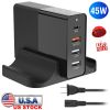 USB Fast Charger 45W 4-Port Fast Charging Station Type-C Wall Charger PD Adapter with 1 Type-C Port 3 USB-A Ports Fit for IOS Phone 13/iPad/Galaxy/Lap