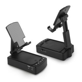 Cell Phone Stand with HD Surround Wireless Speaker Power Bank Portable Foldable Charging Phone Stand with Anti-Slip Base Compatible with Phone Tablet