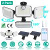 2 Pack Solar Powered Wall Lights IP44 Waterproof Motion Sensor Lamps with Separate Solar Panel 4 Adjustable Heads 333Pcs Beads 120ensing Angle Remo