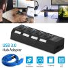 4 Port USB 3.0 Hub High Speed Multiport USB Hub W/ Individual Power Switches and LEDs for Macbook Mac Pro Notebook PC USB Flash Drives Mobile HDD