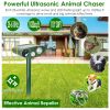 Solar Ultrasonic Animal Repeller PIR Sensor Animal Repellent Chaser with Flashing Light IPX4 Waterproof for Chasing Deer Raccoon Squirrel Rat Skunk Ra