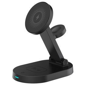 4 In 1 Magnetic Wireless Charging Station Dock Charger 15W Foldable Fast Charging Stand Fit for iPhone 13 12 Pro Pro Max Mini iWatch 7 6 5 4 3 2 1 Air