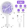 3 In 1 Electric Bug Zapper Racket 90¯tating Bug Zapper Wand Indoor Outdoor Handheld Mosquito Swatter with Telescopic Extension Wand