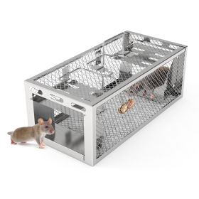 2Pack 11.81x5.63x4.45In 2-Door Humane Rat Trap Automatic Continuous Mouse Trap Reusable Galvanized Iron Live Animal Cage