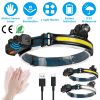 Rechargeable Motion Sensor Head Lamp 6 Light Modes COB XPG Head Light Torch Flashlight 270eam IPX5 Waterproof for Fishing Running Camping Hiking