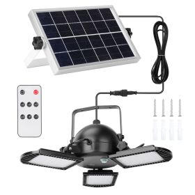 Solar Pendant Lights IP65 Waterproof Shed Light 120djustable Garage Light with 3 Timing Modes 4 Brightness Levels Remote Control for Patio Porch