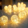 White Rattan Globe Battery Operated Fairy String Light