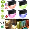 4Pcs Solar Deck Lights Outdoor LED RGB Solar Decorative Step Fence Lamp IP55 Waterproof Warm Color Changing Night Lights For Patio Garden Stair Fence