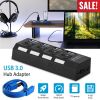 4 Port USB 3.0 Hub High Speed Multiport USB Hub W/ Individual Power Switches and LEDs for Macbook Mac Pro Notebook PC USB Flash Drives Mobile HDD
