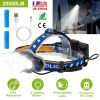 20000LM LED Headlamp 8 Lighting Modes Rechargeable Headlights IP44 Waterproof Rotatable Headlights For Hiking Rescuing Camping