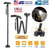 Foldable Canes Walking Cane w/LED Light Portable Walking Stick Adjustable Height Aluminum Walking Aid Stick for Men Women