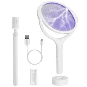 3 In 1 Electric Bug Zapper Racket 90¯tating Bug Zapper Wand Indoor Outdoor Handheld Mosquito Swatter with Telescopic Extension Wand