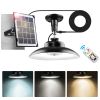 Solar Shed Light with Separate Panel Wall Mounted Solar Pendant Light Indoor Outdoor with Remote Timer 3 Modes 3 Light Colors IP 55 Waterproof for Gaz
