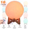 Moon Lamp 3D Printed Night Light 16 Colors Decorative Moon Light Touch Remote Control 7.1in