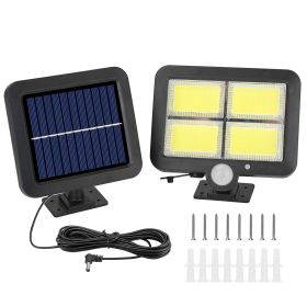 Solar Powered Wall Lights 128 LEDs Motion Sensor Lamp IP65 Waterproof Dusk to Dawn Sensor Light w/ 3 Light Modes Remote Control for Front Door Deck