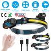 Rechargeable Motion Sensor Head Lamp 6 Light Modes COB XPG Head Light Torch Flashlight 270eam IPX5 Waterproof for Fishing Running Camping Hiking