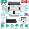 2 Pack Solar Powered Wall Lights IP44 Waterproof Motion Sensor Lights with 4 Adjustable Heads 333Pcs LED Beads 120ensing Angle Remote Control for Y
