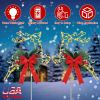 2Pcs Christmas Lighted Reindeer Decoration LED Pathway Stake Lights Battery Powered for Outdoor Garden Lawn Porch Front Door Patio Holiday Decor