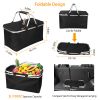 30L Insulated Picnic Basket Cooler Collapsible¯od Delivery Storage Bag Grocery Market Basket Heat & Cool Insulation w/ Aluminum Handles