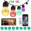 52.5FT Colorful Outdoor String Lights Smart RGB LED Patio Lights IP66 Waterproof Dimmable Hanging Light Bulbs with APP/ Remote Control 15 Bulbs