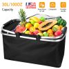 30L Insulated Picnic Basket Cooler Collapsible¯od Delivery Storage Bag Grocery Market Basket Heat & Cool Insulation w/ Aluminum Handles