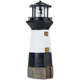 Solar Powered Lighthouse Lamp Resin Rotating Spinning Beacon Tower Light IPX4 Waterproof Decorative Lamp For Garden Lawn Yard Beach House