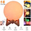 Moon Lamp 3D Printed Night Light 16 Colors Decorative Moon Light Touch Remote Control 7.1in