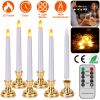 6 Packs Flameless Taper Candles 9.8in Electric LED Candles Warm White w/ 4 Light Modes Remote Control Timer Removable Candlesticks