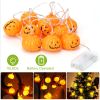 Halloween String Lights 59IN Total Length Pumpkin LED Lamps Battery Powered Decorative Holiday Lights For Indoor Decor