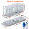 Live Animal Trap Cage 37x14x15in Folding Catch and Release Humane Cat Trap Galvanized Iron for Raccoons Foxes Coyotes Stray Dogs Armadillos Squirrels