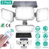 2 Pack Solar Powered Wall Lights IP44 Waterproof Motion Sensor Lights with 4 Adjustable Heads 333Pcs LED Beads 120ensing Angle Remote Control for Y